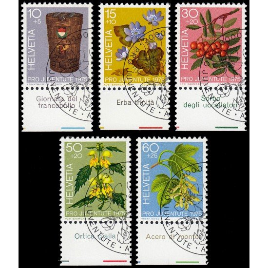 Suiza Switzerland 994/98 1975 Pro juventud Plantas ornamentales del bosque, día del sello Matasellos a favor MNH Suiza Switzerland 994/98 1975 Pro juventud Plantas ornamentales del bosque, día del sello Matasellos a favor MNH