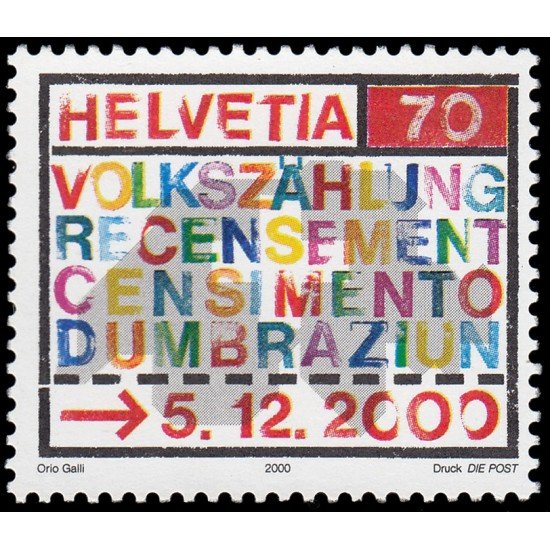 Suiza Switzerland 1655 2000 Censo MNH Suiza Switzerland 1655 2000 Censo MNH