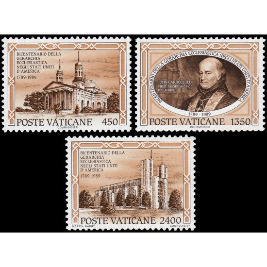 Vaticano - 864/66 - 1989 Bicentenario de la jerarquía eclesiástica en EEUU Lujo Vaticano - 864/66 - 1989 Bicentenario de la jerarquía eclesiástica en EEUU Lujo