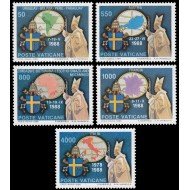 Vaticano 867/71 1989 Serie Viajes de S S Juan Pablo II MNH