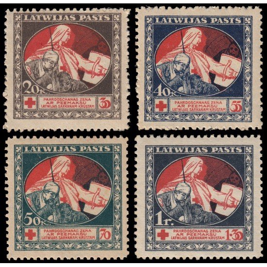 Letonia Latvia 55/58 1920 Sobretasa en beneficio de la Cruz Roja MH Letonia Latvia 55/58 1920 Sobretasa en beneficio de la Cruz Roja MH