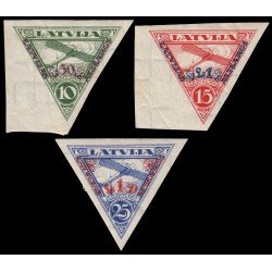 Letonia Latvia Aéreo 10/12 1931 En beneficio de las Milicias de Letonia Con sobrecarga Sin dentar MH