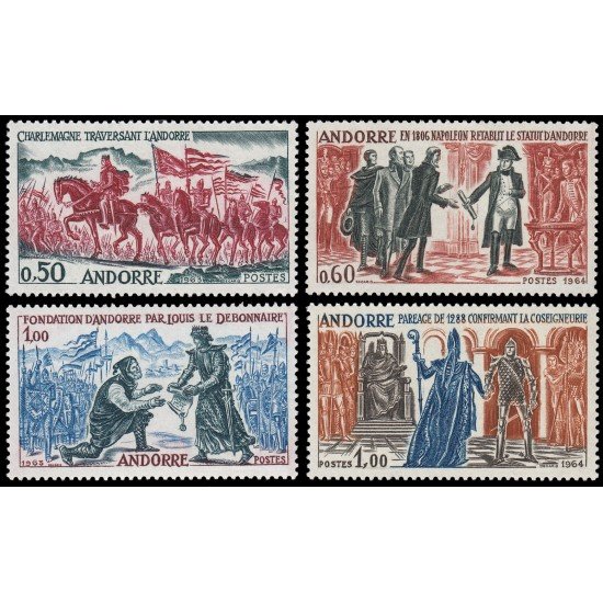 Andorra Francesa 167/70 1963/64 Historia de Andorra MNH