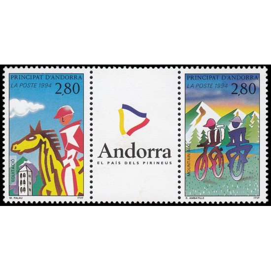 Andorra Francesa 450A 1994 Turismo y deporte en Andorra MNH Andorra Francesa 450A 1994 Turismo y deporte en Andorra MNH