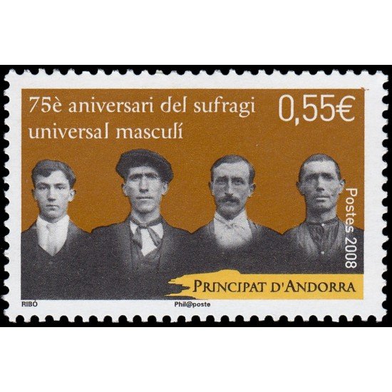 Andorra Francesa 662 2008 75 aniv. del sufragio universal masculino en Andorra MNH Andorra Francesa 662 2008 75 aniv. del sufragio universal masculino en Andorra MNH
