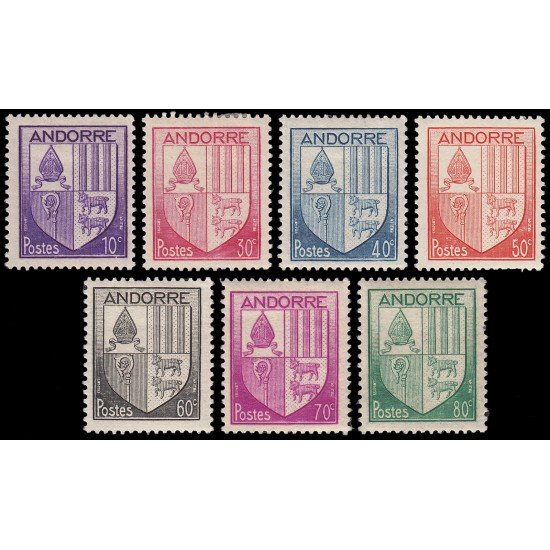 Andorra Francesa 93/99 1944-46 Escudo de los valles de Andorra MH