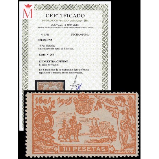 España Spain 266 1905 300 aniv. de la publicación de El Quijote Cervantes MNH España Spain 266 1905 300 aniv. de la publicación de El Quijote Cervantes MNH