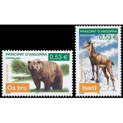Andorra Francesa 620/21 2006 Fauna Oso marrón Isard MNH Andorra Francesa 620/21 2006 Fauna Oso marrón Isard MNH