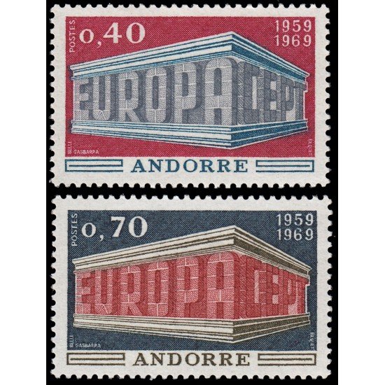 Andorra Francesa 194/95 1969 Europa 10 aniv. de la Conferencia de Correos y Telecomunicaciones MNH Andorra Francesa 194/95 1969 Europa 10 aniv. de la Conferencia de Correos y Telecomunicaciones MNH