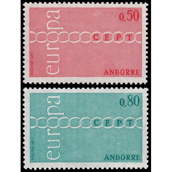 Andorra Francesa 212/13 1971 Europa MNH Andorra Francesa 212/13 1971 Europa MNH