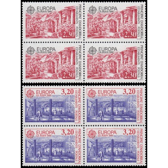 Andorra Francesa 388/89 Bl.4 1990 Europa Establecimientos Postales MNH Andorra Francesa 388/89 Bl.4 1990 Europa Establecimientos Postales MNH