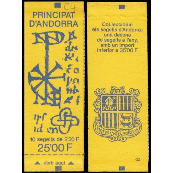 Andorra Francesa Carnet 4 1991 Tipo Blasón de Andorra Andorra Francesa Carnet 4 1991 Tipo Blasón de Andorra