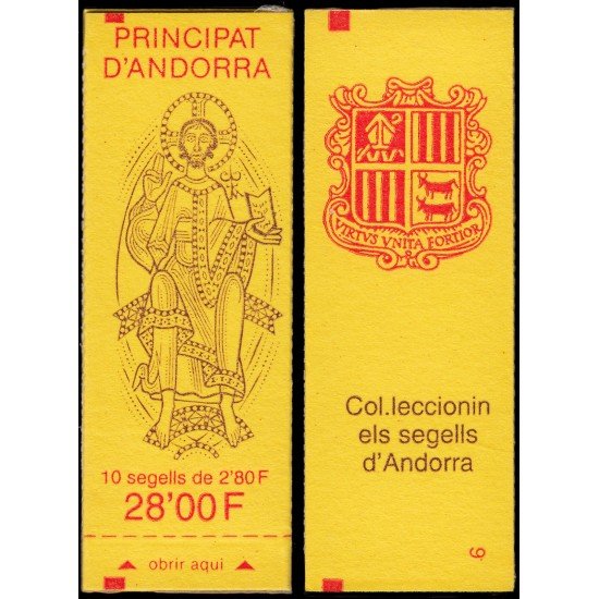 Andorra Francesa Carnet 5 1993 Tipo Blasón de Andorra Andorra Francesa Carnet 5 1993 Tipo Blasón de Andorra