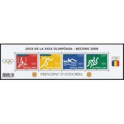 Andorra Francesa 658/61 2008 Juegos Olímpicos de Pekín Hoja con márgenes ilustrados MNH Andorra Francesa 658/61 2008 Juegos Olímpicos de Pekín Hoja con márgenes ilustrados MNH