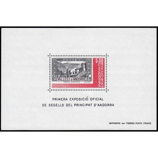 Andorra francesa HB 1 1992 1ª exposición oficial de sellos andorranos MNH Andorra francesa HB 1 1992 1ª exposición oficial de sellos andorranos MNH