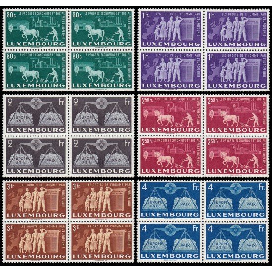 Luxemburgo 443/48 Bl.4 1951 A favor de la Europa unida MNH