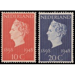 Holanda Netherlands 495/96 1948 50 aniv. del reino de la Reina Wilhelmine MNH Holanda Netherlands 495/96 1948 50 aniv. del reino de la Reina Wilhelmine MNH