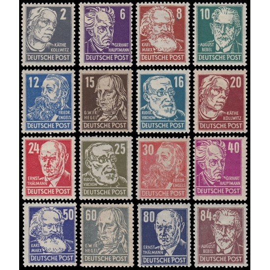 Alemania Oriental 32/47 1948 Emisiones Generales En recuerdo de alemanes célebres MNH Alemania Oriental 32/47 1948 Emisiones Generales En recuerdo de alemanes célebres MNH