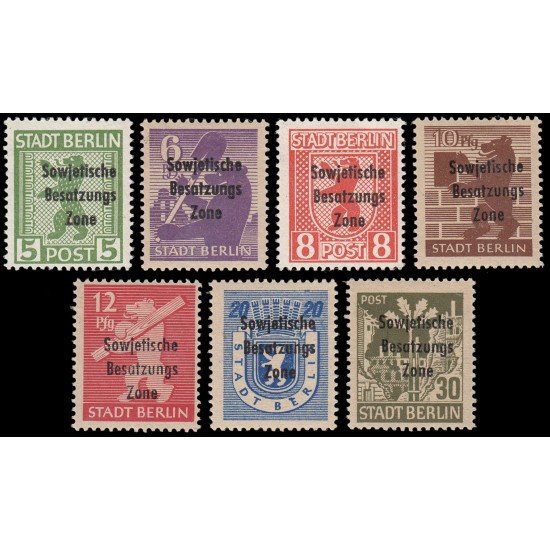 Alemania Oriental 24/30 1948 Emisiones Generales Sellos de Berlín de 1945 (sector soviético) con sobrecarga MNH Alemania Oriental 24/30 1948 Emisiones Generales Sellos de Berlín de 1945 (sector soviético) con sobrecarga MNH