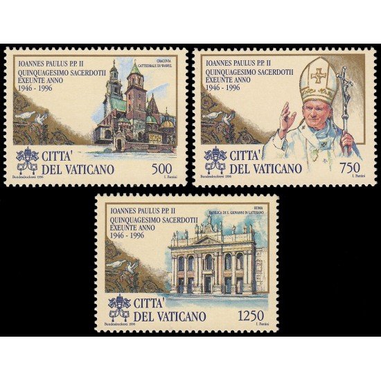 Vaticano 1043/45 1996 50 aniv. Orden sacerdotal Juan Pablo II MNH Vaticano 1043/45 1996 50 aniv. Orden sacerdotal Juan Pablo II MNH