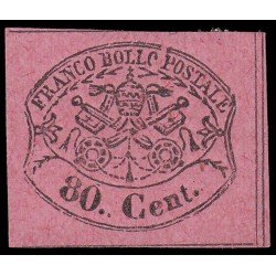 Italia Estados Pontificios 18 1867 Escudo de Armas Marquilla Roig MH Italia Estados Pontificios 18 1867 Escudo de Armas Marquilla Roig MH
