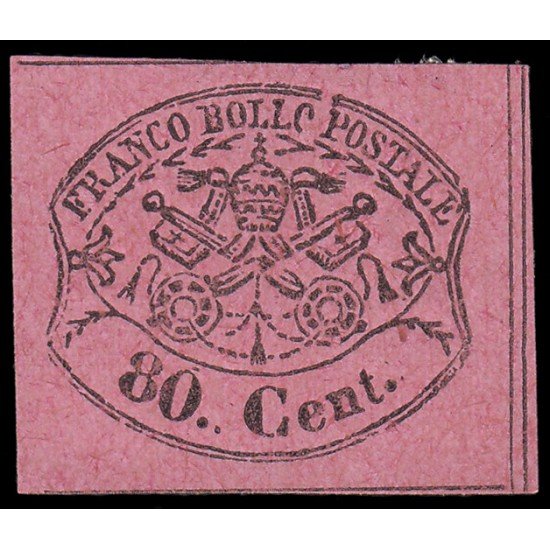 Italia Estados Pontificios 18 1867 Escudo de Armas Marquilla Roig MH Italia Estados Pontificios 18 1867 Escudo de Armas Marquilla Roig MH
