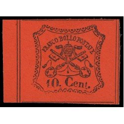 Italia Estados Pontificios 15 1867 Escudo de Armas Marquilla Roig MH Italia Estados Pontificios 15 1867 Escudo de Armas Marquilla Roig MH
