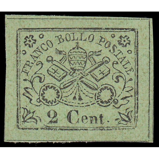 Italia Estados Pontificios 19 1867 Escudo de Armas Marquilla Roig MH Italia Estados Pontificios 19 1867 Escudo de Armas Marquilla Roig MH