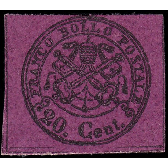 Italia Estados Pontificios 16 1867 Escudo de Armas Marquilla Roig MH Italia Estados Pontificios 16 1867 Escudo de Armas Marquilla Roig MH