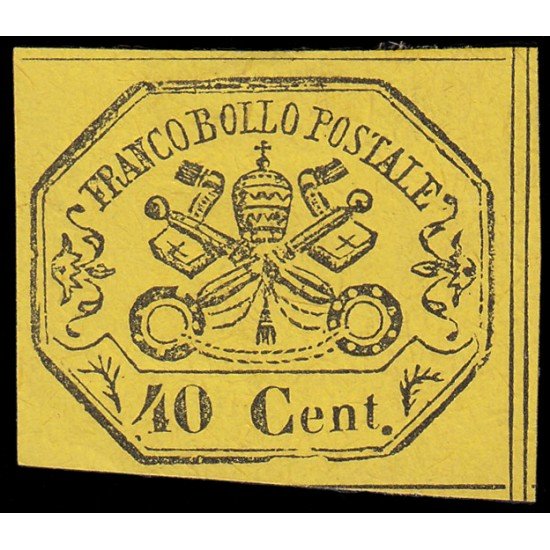 Italia Estados Pontificios 17 1867 Escudo de Armas Marquilla Roig MH Italia Estados Pontificios 17 1867 Escudo de Armas Marquilla Roig MH