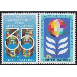 Naciones Unidas New York 314/15 1980 35º Aniversario de la ONU Flor Banderas MNH Naciones Unidas New York 314/15 1980 35º Aniversario de la ONU Flor Banderas MNH