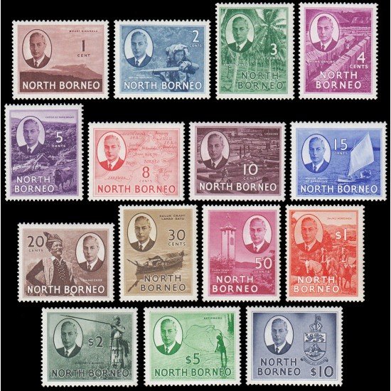 Borneo del Norte 280/94 1950-52 Jorge VI y sujetos diversos MNH Borneo del Norte 280/94 1950-52 Jorge VI y sujetos diversos MNH
