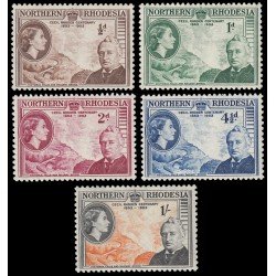 Rhodesia del Norte 53/57 1953 Centenario del nacimiento de Cecil Rhodes MNH Rhodesia del Norte 53/57 1953 Centenario del nacimiento de Cecil Rhodes MNH