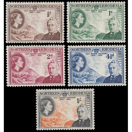 Rhodesia del Norte 53/57 1953 Centenario del nacimiento de Cecil Rhodes MNH Rhodesia del Norte 53/57 1953 Centenario del nacimiento de Cecil Rhodes MNH