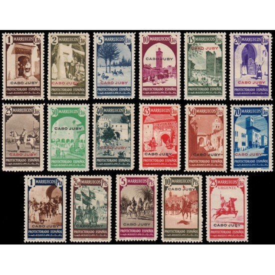 Cabo Juby 116/32 1940 Sellos de Marruecos habilitados MH Cabo Juby 116/32 1940 Sellos de Marruecos habilitados MH