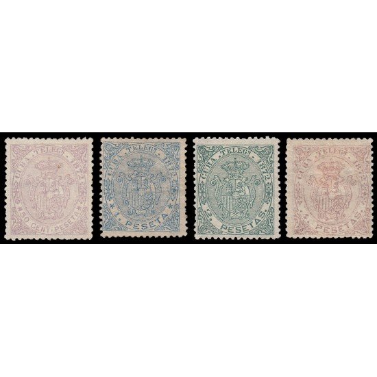 Cuba Telegrafos 21/24 1872 Escudo de España MH y Sin goma Cuba Telegrafos 21/24 1872 Escudo de España MH y Sin goma