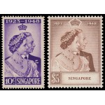 Singapur  Singapore 21/22 1948 Bodas de plata de los soberanos británicos MNH