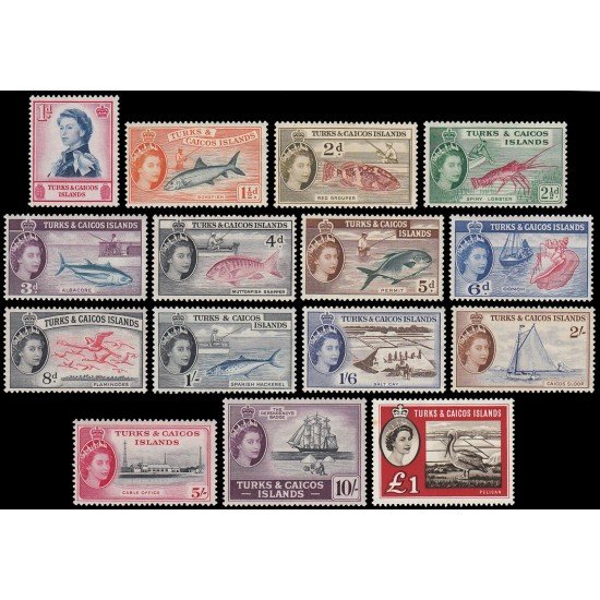 Turks & Caicos 163/76A 1957-60 Elisabet II MNH Turks & Caicos 163/76A 1957-60 Elisabet II MNH