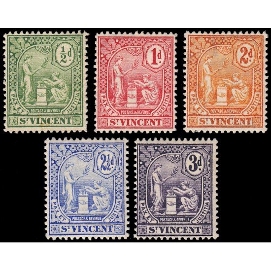 San Vicente Saint Vincent 71/75 1907-08 Postage & Revenue bajo el dibujo MH San Vicente Saint Vincent 71/75 1907-08 Postage & Revenue bajo el dibujo MH