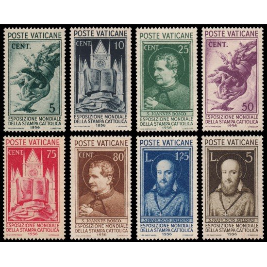 Vaticano 72/79 1936 Exposición mundial de la prensa católica Sin goma