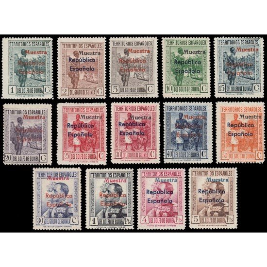 Guinea Española 230/43 1932 Alfonso XIII Sellos de 1931 habilitados MNH Guinea Española 230/43 1932 Alfonso XIII Sellos de 1931 habilitados MNH