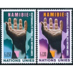 VAR1/S Naciones Unidas Ginebra Nº 52/53 1975 Namibia Responsabilidad de la ONU Mano simbólica Lujo VAR1/S Naciones Unidas Ginebra Nº 52/53 1975 Namibia Responsabilidad de la ONU Mano simbólica Lujo
