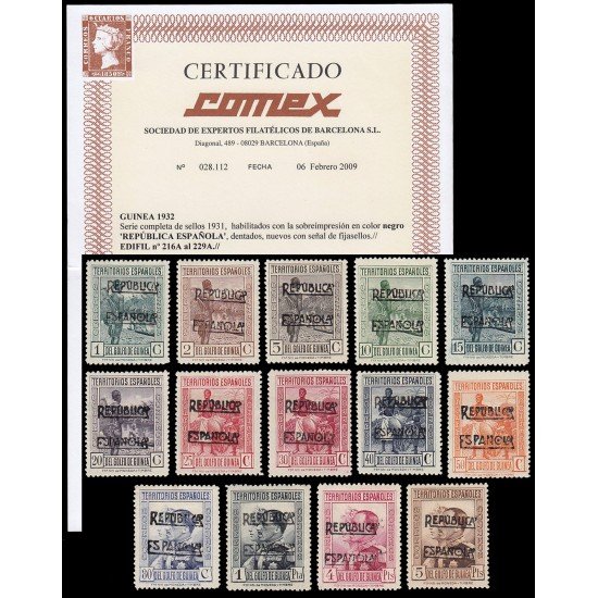 Guinea Española 216A/29A 1931 Tipos diversos Sobrecargados MH Guinea Española 216A/29A 1931 Tipos diversos Sobrecargados MH