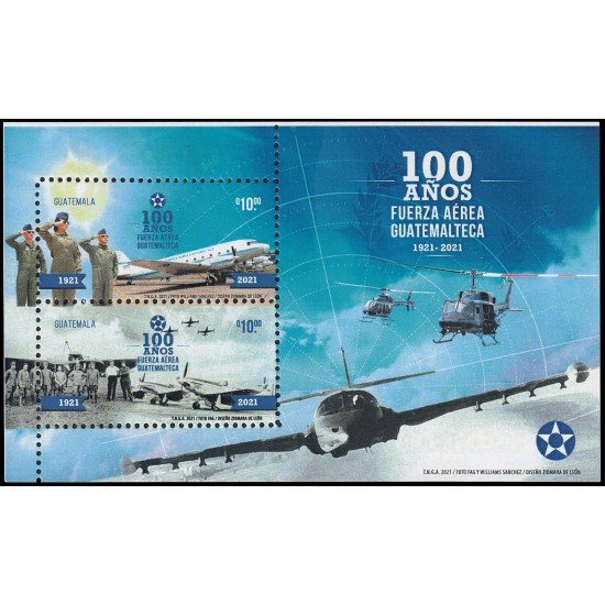 Guatemala HB 2021 100 años de aviación Fuerza aérea guatemalteca MNH Guatemala HB 2021 100 años de aviación Fuerza aérea guatemalteca MNH
