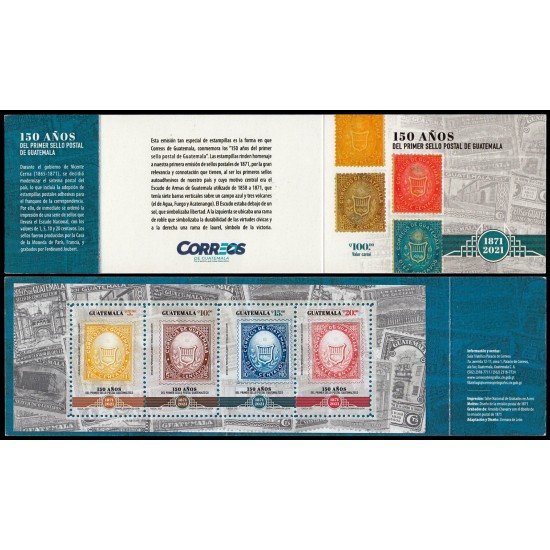 Guatemala 2021 Carnet 150 años del primer sello postal MNH Guatemala 2021 Carnet 150 años del primer sello postal MNH