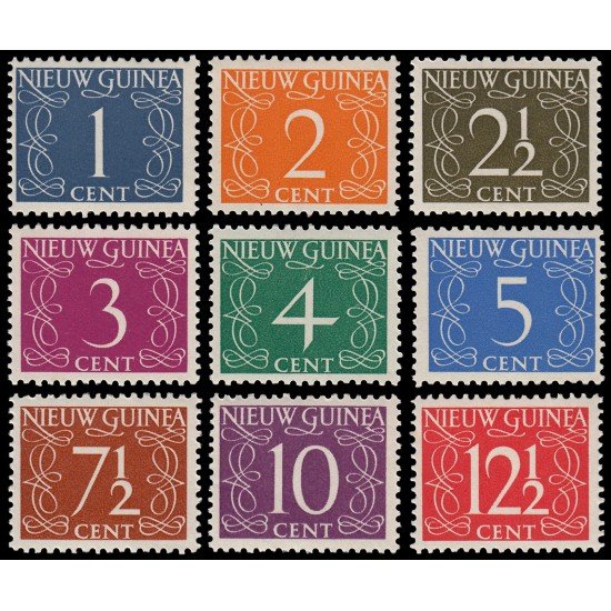 Nueva Guinea Holandesa 1/9 1950-52 Sellos de 1946-49 con la leyenda NIEUW GUINEA Nueva Guinea Holandesa 1/9 1950-52 Sellos de 1946-49 con la leyenda NIEUW GUINEA