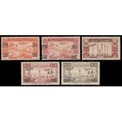 Siria Sirya Aério 25/29 1948 Sellos de 1946-47 con sobrecarga MNH Siria Sirya Aério 25/29 1948 Sellos de 1946-47 con sobrecarga MNH