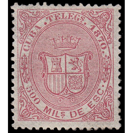 Cuba Telégrafos 8 1870 Escudo de España MNH Cuba Telégrafos 8 1870 Escudo de España MNH