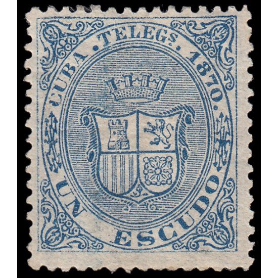 Cuba 9 Telégrafos 1870 Escudo de España MH Cuba 9 Telégrafos 1870 Escudo de España MH
