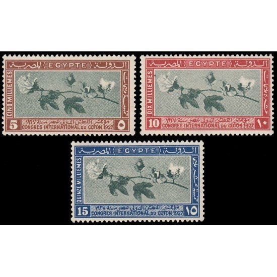 Egipto 115/17 1927 Congreso internacional del algodón en El Cairo MNH Egipto 115/17 1927 Congreso internacional del algodón en El Cairo MNH